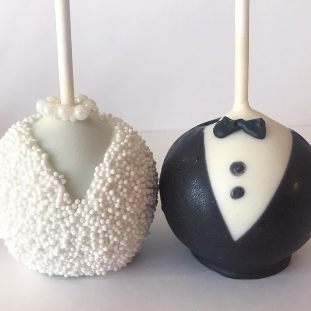 Roman Tenen Shilling Bride and Groom Wedding Cake Pops - The Cupcake Delivers